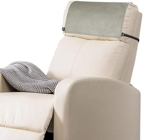 Recliner Headrest Protector - Faux Leather Headrest Covers for Recliners, Recliner Headrest Cover with Elastic Straps, Chair Headrest Cover for Recliners Protector 17 x 27 in (Dark Brown) - Image 3